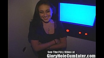 Preview 1 of Woman With Two Pussy - Hot Brunette Fucked in a Glory Hole!