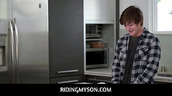 Preview 2 of Solo Shrt - Stepmom Penny Barber catches stepson Tyler Cruise fucking a can of raw dough and helps him out