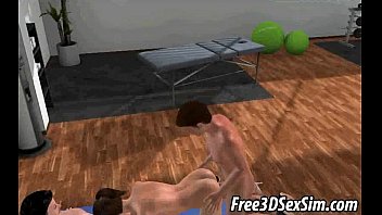 Preview 4 of Sunny Leone Ass Hole Hd - Tasty 3D cartoon brunette honey getting double teamed