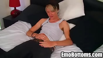 Preview 1 of Public Wank Boy - Emo twink Phoenix Link strips and tugs on his cock
