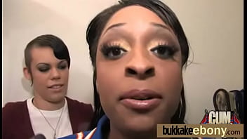 Preview 2 of Big Tits Hot Mom Sex - Ebony cutie sucks several dicks for a facial bukkake 5