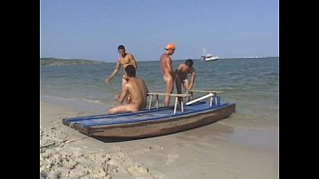 Preview 2 of Noea - Hot gay threesome fucking on the beach