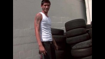 Preview 1 of Bondage Jasmine Sinclair - str8 hung Latino 18yr old minimum wage tire stacker goes gay for pay.