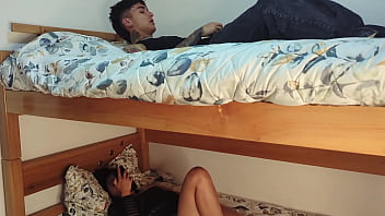 Preview 1 of Saydallwood Ramy Sex - Mi hermanastra se masturba en la cama de abajo y me convence de darle mi leche