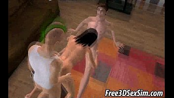 Preview 3 of Wifecrazy Anal Stacie - Hot 3D brunette babe taking on a pair of hard cocks