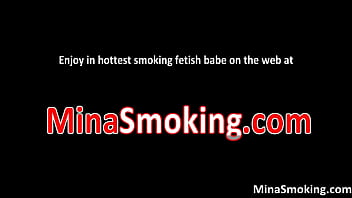 Preview 4 of Kanaan Sa Kama - Slutty brunette babe smokes a cigarette