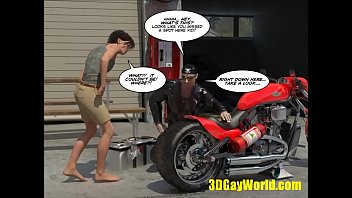 Preview 2 of Phat I Hui Yoni Xxx - Pleasing of Gay Biker 3D Cartoon Comics