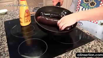 Preview 2 of Redhead Japan Dick - Housekeeper sucks fat dildos and cock in kitchen