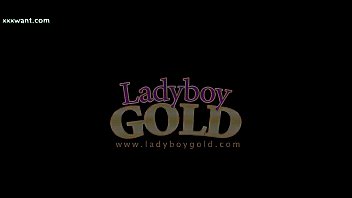 Preview 1 of Morish Mills Xxx - Ladyboy with blue stockings taking a dildo