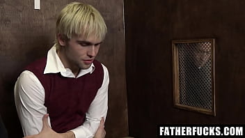 Preview 1 of Sexvidx Com - The Church Priest Commands the Boy to Get on His Knees for Punishment - Fatherfucks