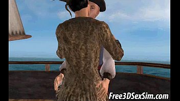 Preview 1 of Latex Catsuit Hogtie - Tasty 3D pirate babe sucks cock and gets fucked