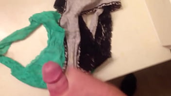 Preview 4 of Pee In Bethroom - Jerking off and cumming on my fianc&eacute_es used panties!