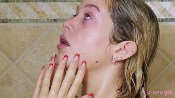 Preview 4 of Son Mom Pee Toilet - 18 yr old blonde took a hot shower