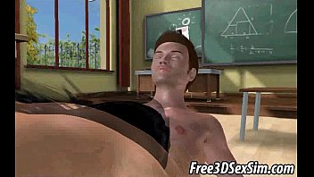 Preview 3 of Sarre Aunty Xxx - Hot 3D babe getting double teamed in the classroom