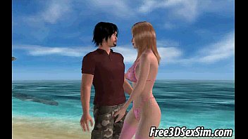 Preview 1 of Virgin Fantasy - Hot 3D blonde babe getting fucked on the beach