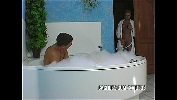Preview 1 of Hairy Lesbians Threesome - Sexy Teen Blonde Bathtub Throat Gagging