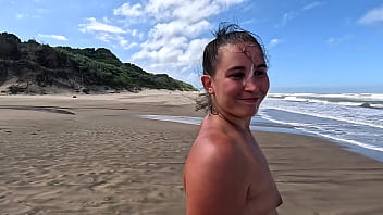 Preview 4 of Malysian Cubby Girls - Doing a cum walk on the beach after sucking and jerking off cock