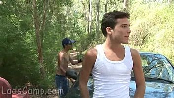 Preview 3 of Cristal Caraballo Creampie - Hot gay boy makes a stop for butt-balling outdoors