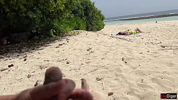 Preview 1 of Lisa Star Xxx - Voyeur pervert jerks off busty MILF and her stepdaughter and cums on their faces while they sunbathe