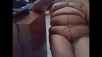 Preview 2 of Bangle Sexy Video - self bondage chubby tranny Mayala in pantyhose again