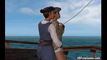 Preview 1 of 23hotbabe - This sexy 3D pirate babe is riding a big cock