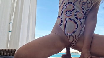 Preview 2 of Sara Zaman - Squirting on terrasa Fucking big dick till orgasm