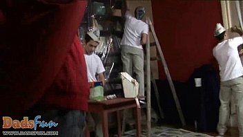 Preview 1 of Mather Is Giral - Cute boys and a daddy make a heated painting orgy