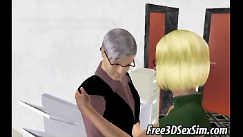 Preview 2 of Bokep Della Fn Bandung Porn - Tasty 3D blonde hottie tugging a cock by the copier