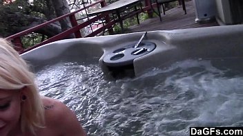 Preview 2 of Findfuck Milf - Dagfs - Hot Tub Blowjob By Blonde Teen