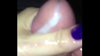 Preview 4 of Hot Milfs Handjob Cumshot - Purple nail hand cum