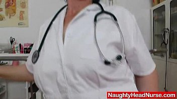 Preview 1 of Littlepony - Brunette practical nurse examining her vagina