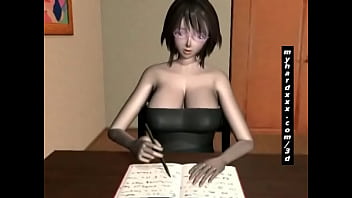 Preview 1 of Cheating Sex Videos - Geeky 3D Hentai Babe Slurps Hot Cum