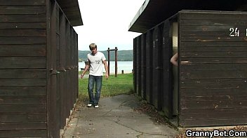 Preview 1 of Vewknoqwp - He finds and bangs blonde granny in the changing room