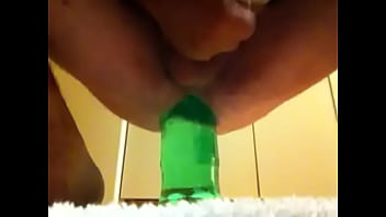 Preview 2 of Porn Rape Inwc - Gay man punches his cock while riding a soda bottle