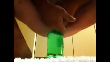 Preview 4 of Porn Rape Inwc - Gay man punches his cock while riding a soda bottle
