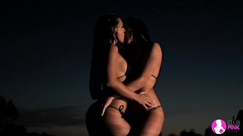 Preview 1 of Novinha De Shortinho - Sandra Shine and Eve Angel by the pool in the moonlight  - Viv Thomas HD