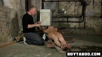 Preview 2 of Red Bra Sucking - Horny tied up hunk getting his hard cock tugged on