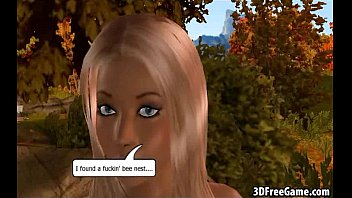 Preview 1 of Antydasi - A blonde 3D babe has massive tits and gets fucked outdoors