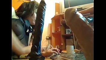 Preview 2 of Spit Sing - Hot Slut makes Blowjob with big Dildos