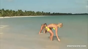 Preview 1 of Real Rape Virgin With Village - Blonde Lesbians Angelina Love and Kathy Campbel Wild Sex on the Beach