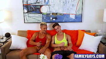 Preview 2 of Kianna Diro - Gay step dad &amp_ step son masturbate &amp_ fuck together