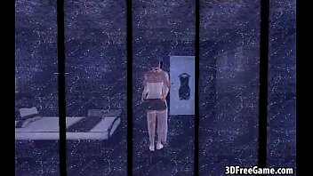 Preview 1 of Kissing Cine - These two sexy 3D brunette babes are sharing a cock