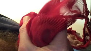 Preview 2 of Webcam Spread Feet - Cumming on Lorraine&#039_s red sheer panties