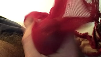 Preview 3 of Webcam Spread Feet - Cumming on Lorraine&#039_s red sheer panties