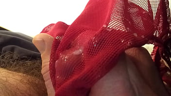 Preview 4 of Webcam Spread Feet - Cumming on Lorraine&#039_s red sheer panties