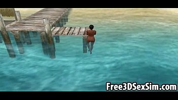 Preview 3 of Pregnant Fucked Up - Sexy 3D cartoon ebony honey going skinny dipping