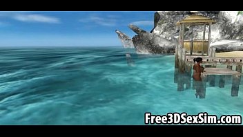Preview 1 of Pregnant Fucked Up - Sexy 3D cartoon ebony honey going skinny dipping