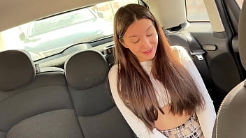 Preview 1 of 30 Sec Sex - Girl Next Door Paid with Blowjob to Neighbor in Car for Drive her to College!! Cum in Mouth Swallow