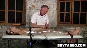 Preview 4 of Bbw Spanish Vagina - Horny saran wrapped hunk getting his hard cock tugged