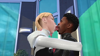 Preview 1 of Porn Hdr - Sims 4 Spider man adult Miles Morales fucks adult Gwen Stacy on a balcony part 1